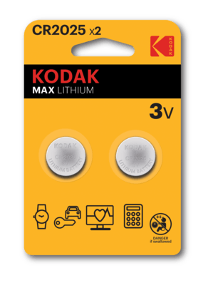 Kodak Max Lithium CR2025 3V lithiové knoflíkové baterie 2ks 418736