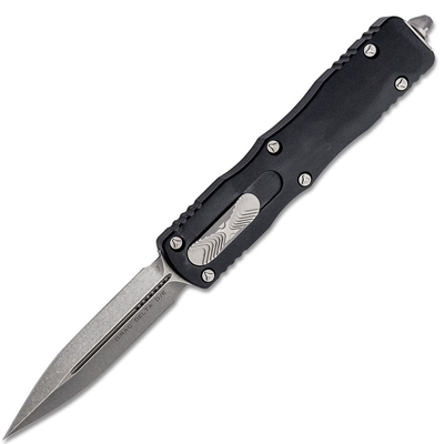 Microtech 227-10 Dirac Delta Standard automata kés 9,6 cm, Stonewash, fekete, alumínium 