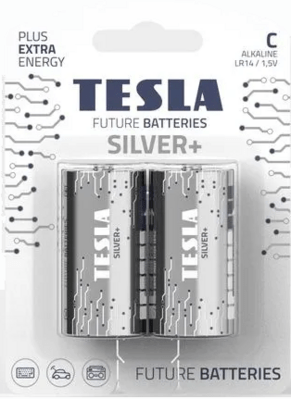 Tesla C SILVER+ alkalická batéria malý monočlánok, 2ks