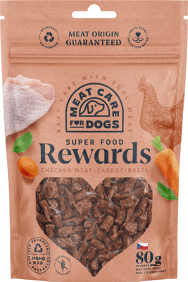 MEAT CARE REWARDS DOG 99805 maškrta - kuracie s mrkvou a bazalkou 80g