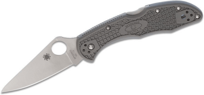 Spyderco C11FPGY Delica 4 Lightweight Flat Ground vreckový nôž 7,5 cm, Satin, šedá, FRN