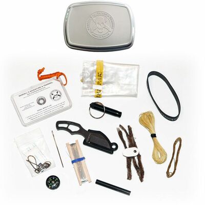 ESEE PINCH-KIT mini súprava na prežitie v plechovke, s pevným nožom na krk, plechovka