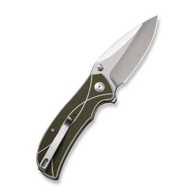 S23097-2 Sencut Hyrax zöld / Ivory G10 fogantyú, szatén bevonatú 9Cr18MoV pengebetét zár