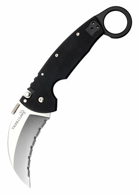 Cold Steel 22KFS Tiger Claw Serrated kapesní nůž karambit 10 cm, černá, G10