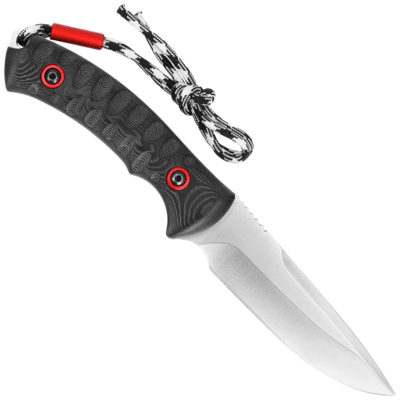 PHANTOM-12W Muela 120mmfull tang blade, micarta black and red in between with paracord