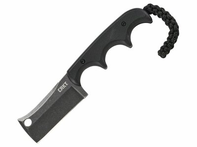 CRKT CR-2383K MINIMALIST® Cleaver Blackout nůž na krk 5,4 cm, černá, G10, plastové pouzdro, šňůrka