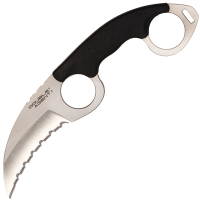 Cold Steel 39FKS Double Agent I Serrated nůž na krk - karambit 15,2 cm, černá, Kray-Ex, pouzdro