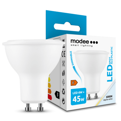 Modee Lighting LED Spot Alu-Plastic GU10 6W studená biela, stmievateľná (ML-GU10P6000K6W)