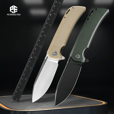 PFB05AGRMDW Petrified Fish PFB05
Tunny Black Stonewashed 14C28N Army Green Micarta