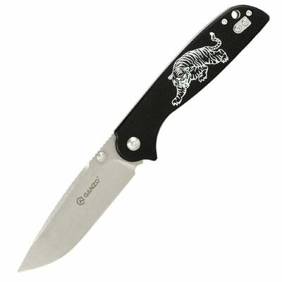 Ganzo Knife G6803-TG univerzális zsebkés 8,9 cm, fekete, G10, tigris motívum