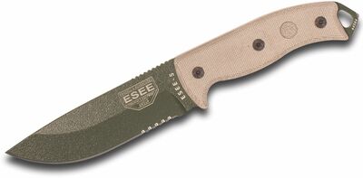 ESEE-5S-OD-E univerzálny nôž 13,3 cm, zelená, piesková, Micarta, rozbíjač skla, puzdro kydex