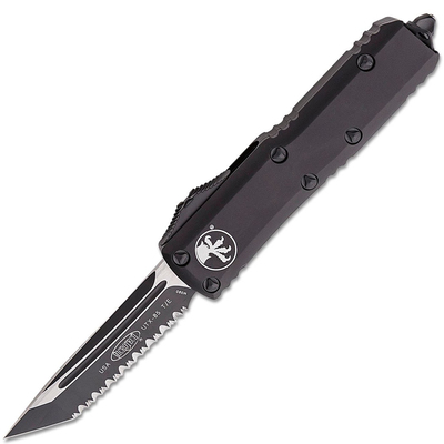 Microtech 233-3T UTX-85 fekete Tactical fogazott Tanto automata kés 7,6 cm, teljesen fekete, alumíni