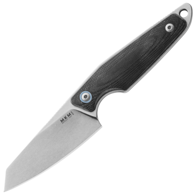 MKM MK MA02-GBK MAKRO 2 Sheepsfoot všestranný nôž 7,3 cm, Stonewash, čierna, G10, kožené puzdro