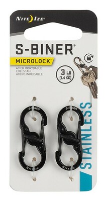 Nite Ize S-Biner MicroLock nerezová karabína 3,5cm 2ks (LSBM-01-2R3) čierna