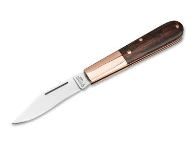 Böker Manufaktur Solingen 110045 Barlow vreckový nôž 6,6 cm, drevo Ironwood, meď, puzdro