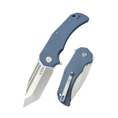 Kubey KU318E Bravo One Tanto vreckový outdoorový nôž 8,6 cm, modrá, G10