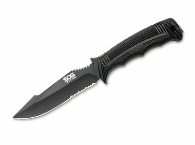 SOG 02SG017 Seal Strike Black taktický nôž 12,4 cm, celočierna, FRN, plastové puzdro