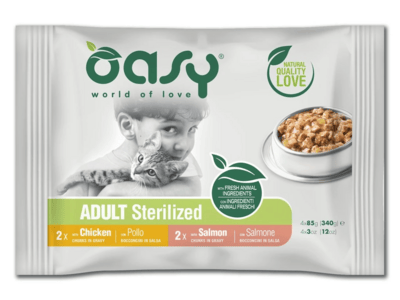 OAWCASTF0340 Oasy Chunks in gravy Multipack Adult Sterilized Selection 4x 85g