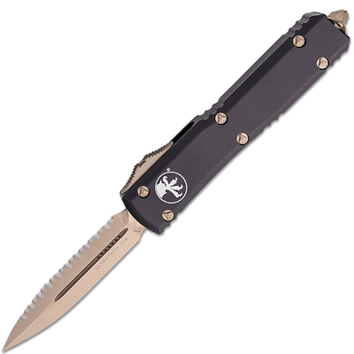 Microtech 122-15 Ultratech Bronze Fogazott automata kés 8,8 cm, bronz, fekete, alumínium