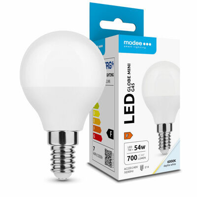 Modee Lighting LED Globe Mini žárovka G45 7W E14 studená bílá 700lm (ML-G456000K7WE14N)
