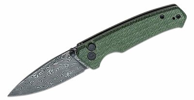 C20076-DS1 CIVIVI Altus Green Micarta Handle Black Hand Rubbed Damascus Blade Button L