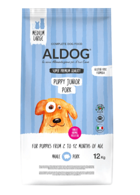 Aldog 2D-MJ12M Puppy-Junior Pork M/L granule pre šteniatka, stredné/veľké plemená, bravčové, 12 kg