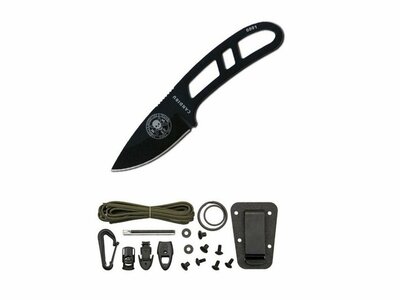 ESEE CAN-B-KIT-E ESEE Black Candiru malý nôž na krk 5 cm, čierna, puzdro, súprava na prežitie