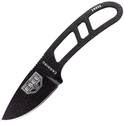 ESEE CAN-B-E Black Candiru nôž na krk 5,1 cm, celočierna, uhlíková oceľ, plastové puzdro