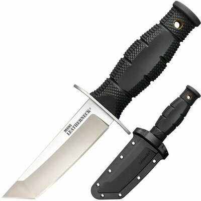 Cold Steel 39LSAA Mini Leatherneck Tanto menší nôž na krk 9 cm, čierna, Kraton, puzdro Secure Ex