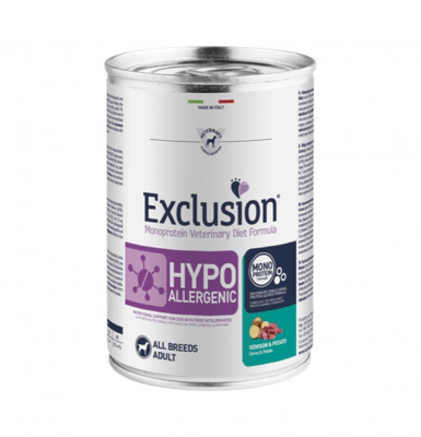 EXCLUSION VM37 ALL BREEDS hypoalergenní konzerva 400g, jelen/brambory