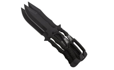 SOG-F041TN-CP THROWING KNIVES vrhacie nože 3ks, čierna, paracord, oceľ, nylonové puzdro