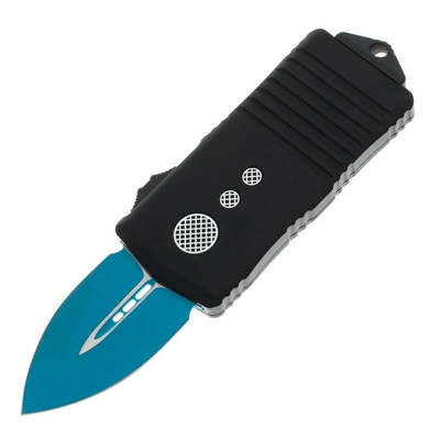 Microtech 157-1JK Exocet Jedi Knight Blue automatický nôž 5 cm, modrá, hliník, spona na peniaze