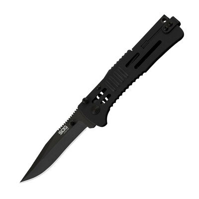 SOG-SJ32-CP SLIMJIM - FEKETE zsebkés 8 cm-es rásegítéssel, teljesen fekete, teljesen acél