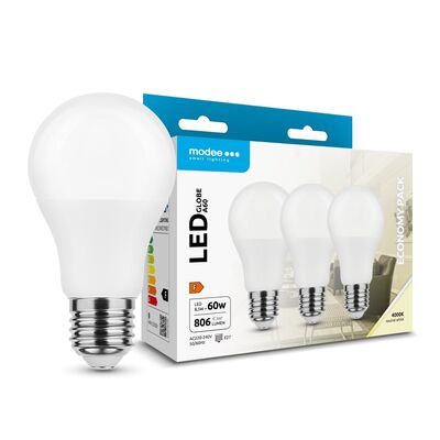 Modee LED Globe žárovka A60 8,5W E27 806lm neutrální bílá B3 (ML-G4000K8,5WE27NB3)