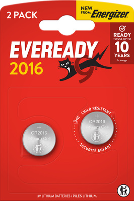 E304439100 Energizer Eveready Lithium CR2016 BP2