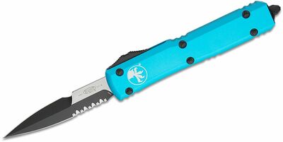 Microtech 120-2TQ Ultratech Bayonet Black Turquoise automatický nůž 8,8 cm, černá, tyrkys, hliník