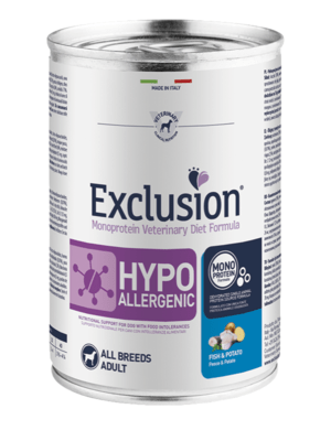 EXCLUSION FM37 ALL BREEDS hypoalergenní konzerva 400g, ryba/brambory
