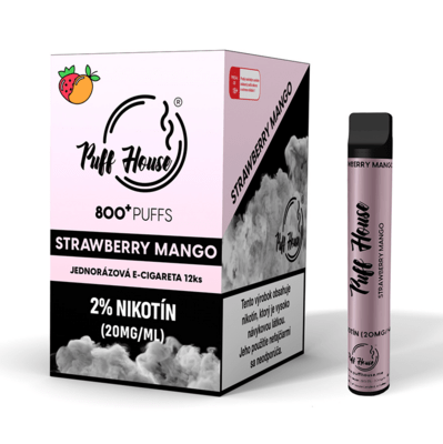 Puff House Strawberry Mango 800+ SK 2% eldobható e-cigaretta, eper mangó