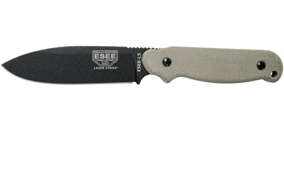 ESEE-LS-PE Laser Strike univerzális kés 12,7 cm, fekete, natúr Micarta, Kydex tok