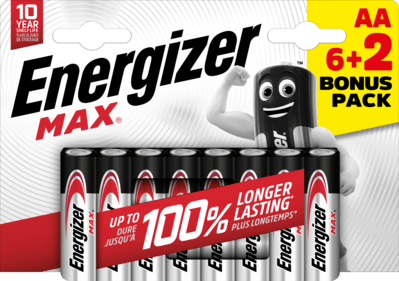 Energizer Max AA alkalické batérie 8ks (6+2) E303330200
