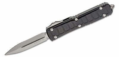 Microtech 122II-10S Ultratech Side Step automata kés 8,9 cm, Stonewash, fekete, megmunkált alumínium