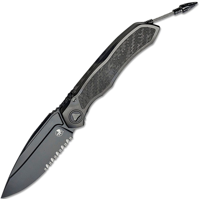 Microtech 190C-2DLCTCFITI Anax DLC zsebkés 9,5 cm, részleges fogazás, titán, szénszál