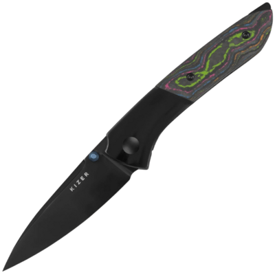 Kizer Ki3690A2 Spitfire 80's zsebkés 8 cm, DLC, titán, álcázó karbon