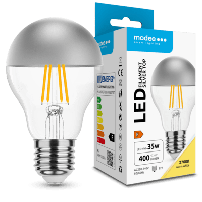 Modee LED izzó Izzós Globe A60 Silver Top 4W E27 400lm meleg fehér (ML-A60F2700K4WE27ST)