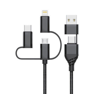 Technik MT-CD106 opletený přenosový/nabíjecí kabel 5v1 5V 3A 1,2m, černá