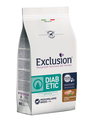 EXCLUSION CDIP01 DIABETIC granule pre dospelých diabetických psov - bravčové/hrach 1,5 kg
