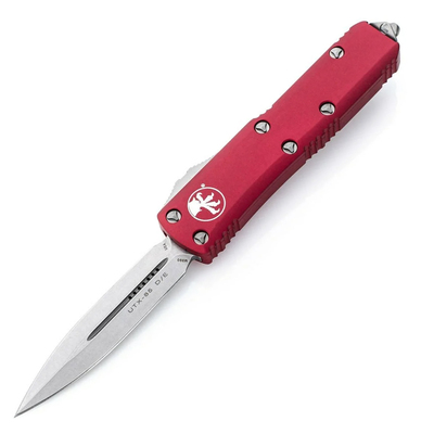 Microtech 232-10RD UTX-85 Standard Red automata kés 7,6 cm, Stonewash, piros, alumínium