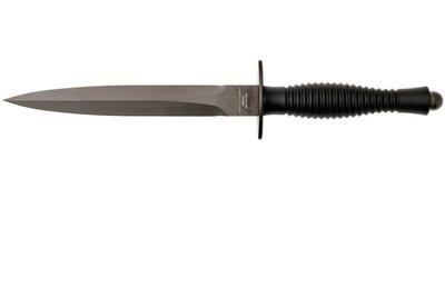 FOX knives FX-592 AF FAIRBAIRN SYKES taktický nôž - dýka 17 cm, celočierna, hliník, kožené puzdro