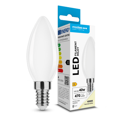 Modem LED-izzóspirál tejes gyertya C35 4W E14 4000K