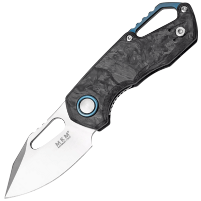MKM MK FX03M-3CM ISONZO Clip Point vreckový nôž 4,9 cm, Satin, mramorové uhlíkové vlákno